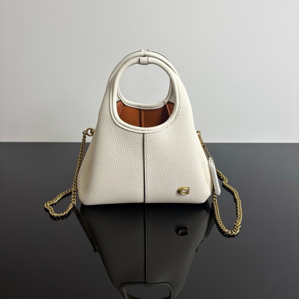 Coach White Mini Bag with Gold Chain✨